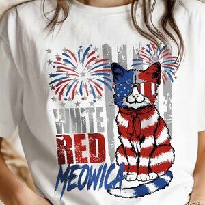 Meowica TShirt, 4th Of July Cat Lovers T-Shirt, USA Independence Day Gift